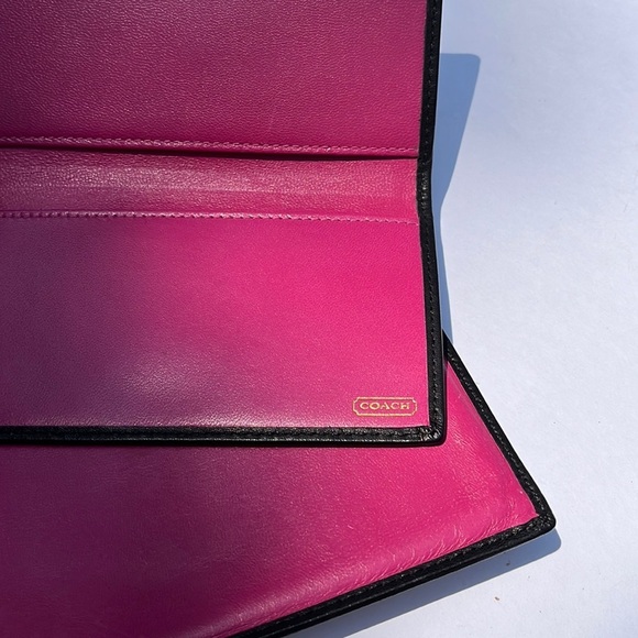 Coach Signature Checkbook Wallet Leather Classic Designer Money Credit Cards - Picture 7 of 9